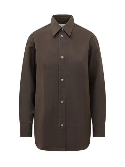 Studio Nicholson Oversized Wool Shirt In Brown