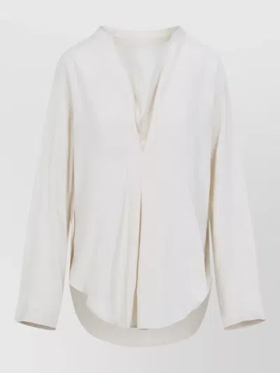 Studio Nicholson Pampa Draped Neck Top Buttoned Hem In Neutral