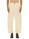 Studio Nicholson High-waisted Wide-leg Pants With Pleated Front In Neutral