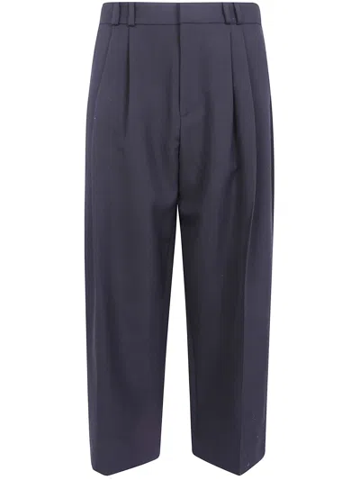 Studio Nicholson Tailored Volume Pant Pleats Belt Loops Pockets In Blue