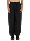 Studio Nicholson Relaxed Fit Black Pants With Elastic Waistband