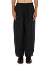 Studio Nicholson Relaxed Fit Black Pants With Elastic Waistband In Black