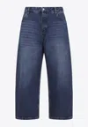 Studio Nicholson Paolo Wide Leg Denim Trousers Belt Loops In Blue