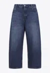Studio Nicholson Paolo Wide Leg Denim Trousers Belt Loops In Blue