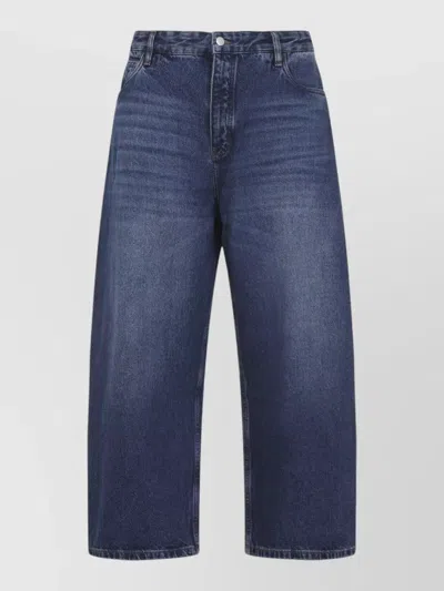 Studio Nicholson Paolo Wide Leg Denim Trousers Belt Loops In Blue