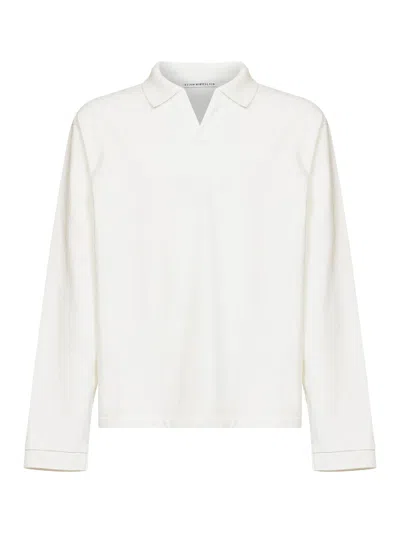 Studio Nicholson Parchment Jersey Sudds Long-sleeved Polo Shirt In White