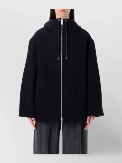 Studio Nicholson Parka With Hood And Drawstring Detail In Black