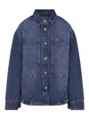 Studio Nicholson Patch Pocket Long Sleeve Collared Shirt In Blue