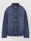 Studio Nicholson Patch Pocket Long Sleeve Collared Shirt In Blue