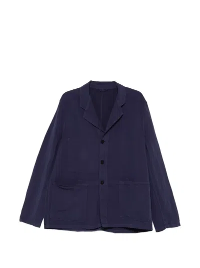 Studio Nicholson Patch-pocket Single-breasted Jacket In Blue