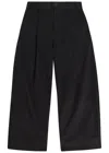 Studio Nicholson Peached Pleated Wide-leg Cotton-twill Trousers In Black