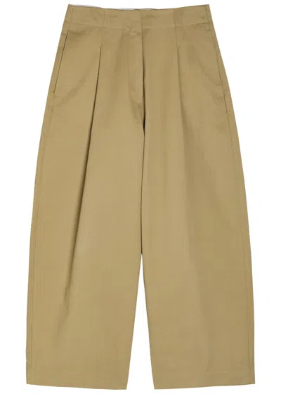 Studio Nicholson Peached Wide-leg Cotton-twill Trousers In Brown