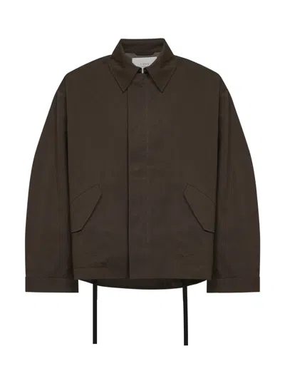 Studio Nicholson Peat Washed Weather Cloth Comba Short Jacket In Brown