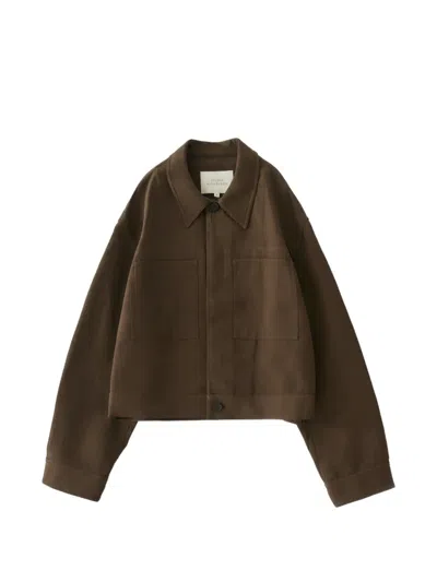 Studio Nicholson Piper Patch Pockets Cropped Jacket In Brown
