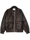 Studio Nicholson Piston Leather Zip-up Jacket In Brown