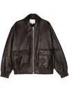 Studio Nicholson Piston Leather Zip-up Jacket In Braun
