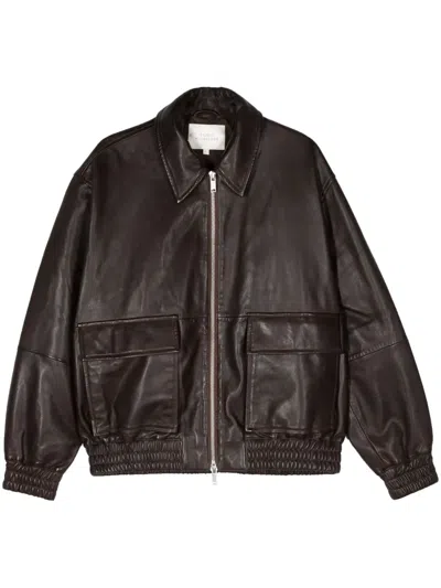 STUDIO NICHOLSON PISTON LEATHER ZIP-UP JACKET