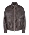 Studio Nicholson Piston Leather Zip-up Jacket In Brown