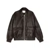 Studio Nicholson Piston Leather Zip-up Jacket In Brown