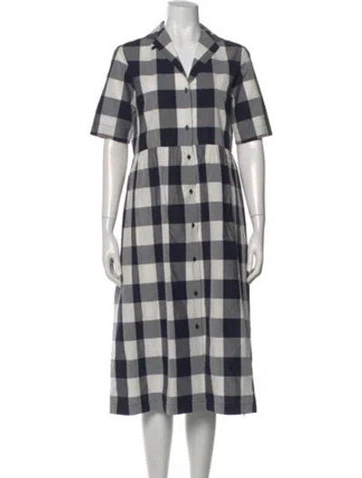 Pre-owned Studio Nicholson Plaid Print Midi Length Dress In Multi