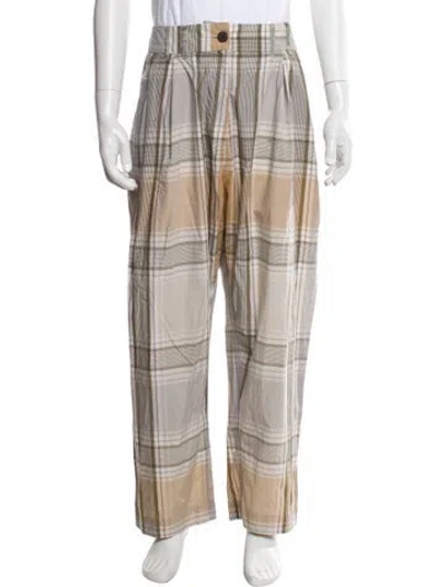 Pre-owned Studio Nicholson Plaid Print Pants In Neutral