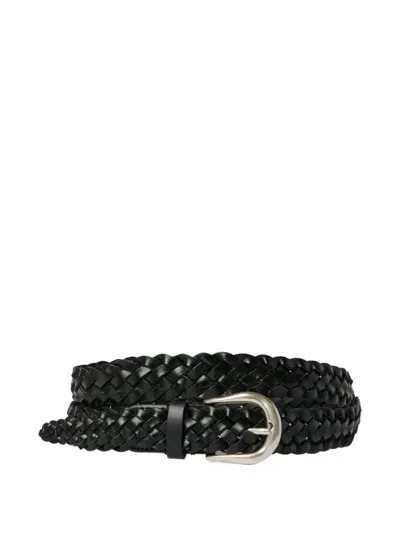 Studio Nicholson Plaited Calf Leather Belt In Black