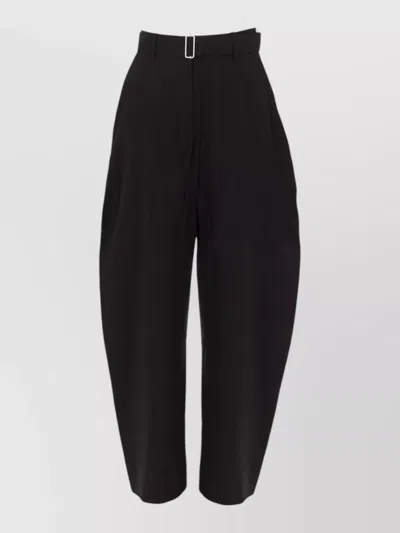 Studio Nicholson Pleated High Waist Wide Leg Pants In Black