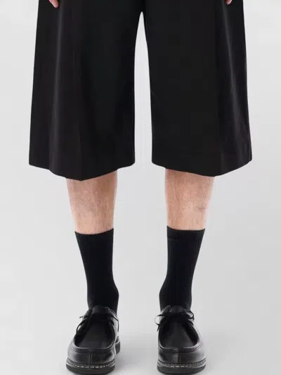 Studio Nicholson Pleated Long Shorts Cotton Linen Blend In Black