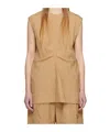 Studio Nicholson Pleated Round Collar Vest In Nude
