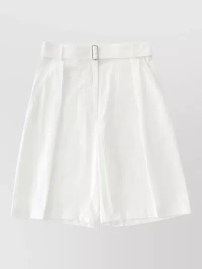 Studio Nicholson Pleated Shorts Belt Loops Side Pockets In White