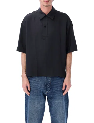 Studio Nicholson Lemmer Linen-viscose Shirt In Black