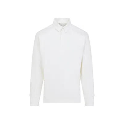 Studio Nicholson Alyk Rugby Long Sleeve Polo Shirt In White