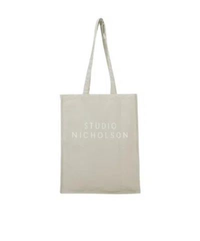 Studio Nicholson Printed Logo Tote Bag In White