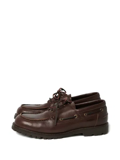 Studio Nicholson Raw-cut Guston Leather Boat Shoes In Brown
