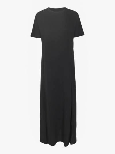 Studio Nicholson Rear Zip Long T-shirt Dress In Darkest Navy
