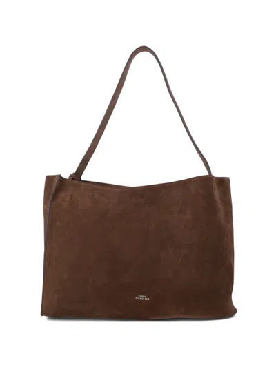 Studio Nicholson Reflection Suede Shoulder Tote Bag In Brown