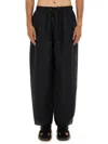 Studio Nicholson Relaxed Fit Black Pants With Elastic Waistband In Black