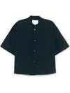 Studio Nicholson Relaxed Fit Navy Blue Short Sleeve Shirt In Black
