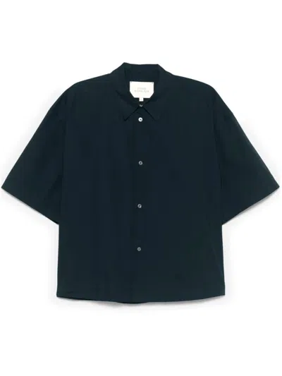 STUDIO NICHOLSON STUDIO NICHOLSON RELAXED FIT NAVY BLUE SHORT SLEEVE SHIRT