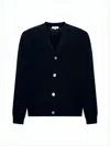 Studio Nicholson Relaxed Fit Wool Cardigan With Deep V-neck In Black