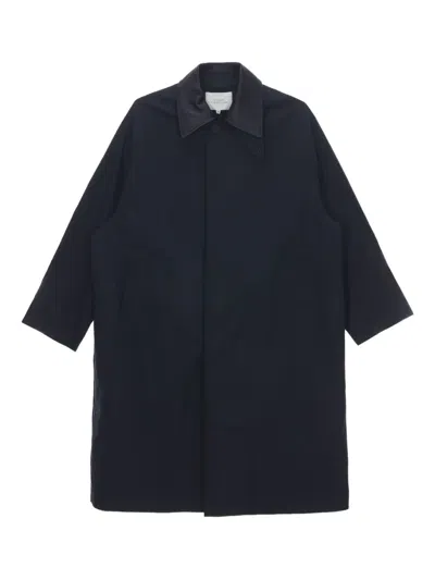Studio Nicholson Revere Leather-collar Trench Coat In Black