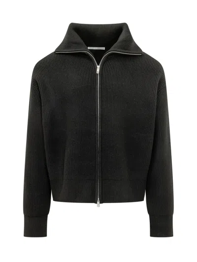 Studio Nicholson Rib Zip-through Jumper In Green