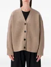 Studio Nicholson Ribbed Buttoned Cardigan In Brown