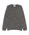 Studio Nicholson Textured Multicolour Sweater With Dynamic Pattern In Black