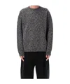 Studio Nicholson Textured Multicolour Sweater With Dynamic Pattern In Black