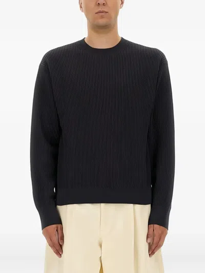 Studio Nicholson Crew Neck Ribbed Texture Long Sleeves Sweater In Black
