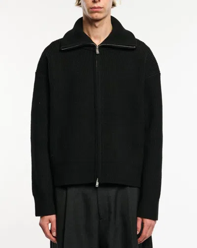 Studio Nicholson Ribbed Knit Cardigan In Black