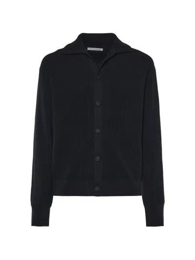 Studio Nicholson Ribbed-knit Button-up Cardigan In Black
