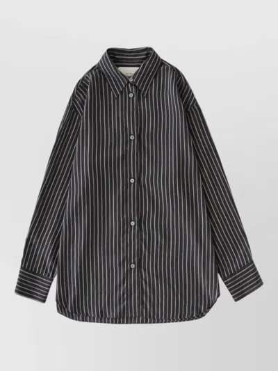 Studio Nicholson Rouen Shirt Curved Hem Stripe Design In Multi