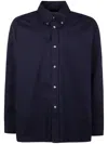 Studio Nicholson Collared Shirt With Buttoned Cuffs And Curved Hem In 蓝色